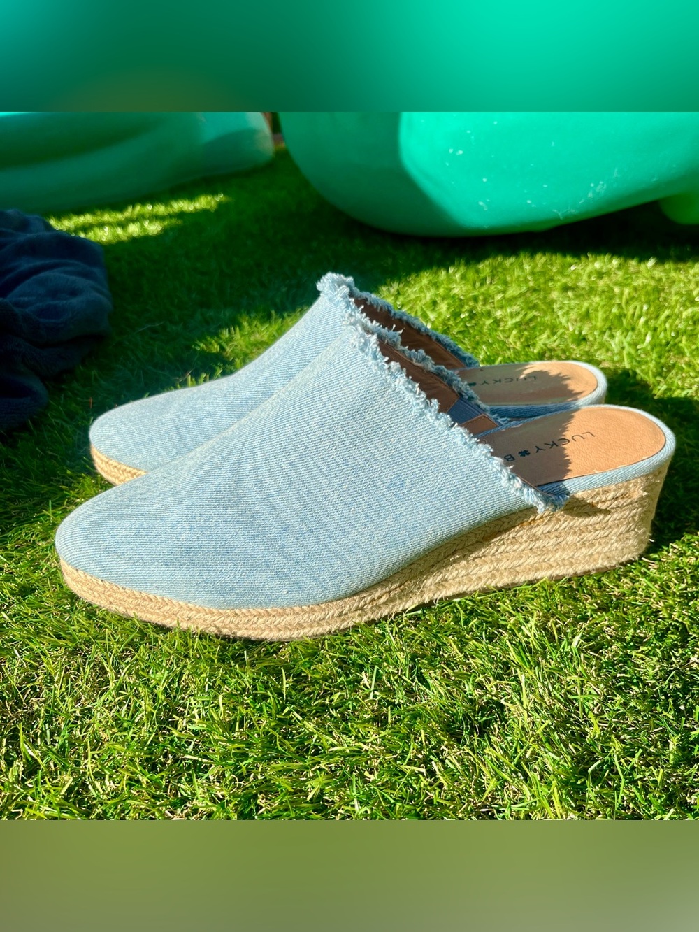 Lucky Brand Lidwina Boho Frayed Denim Mule Espadrilles